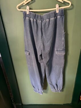 Express Light Blue Elastic-Waist Cargo Joggers